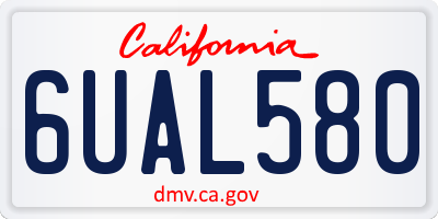 CA license plate 6UAL580