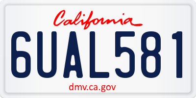 CA license plate 6UAL581