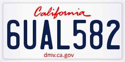 CA license plate 6UAL582