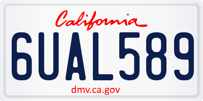 CA license plate 6UAL589