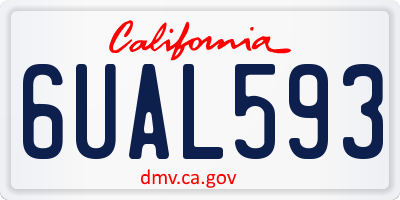 CA license plate 6UAL593