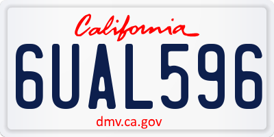 CA license plate 6UAL596