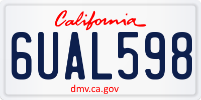 CA license plate 6UAL598