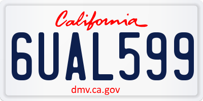 CA license plate 6UAL599