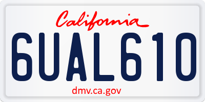 CA license plate 6UAL610