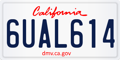 CA license plate 6UAL614