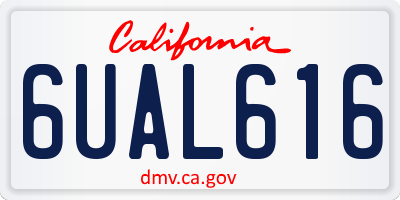 CA license plate 6UAL616