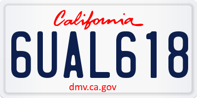 CA license plate 6UAL618