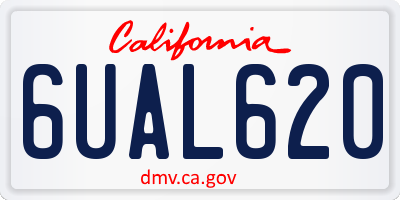 CA license plate 6UAL620