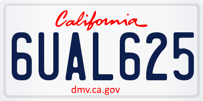 CA license plate 6UAL625