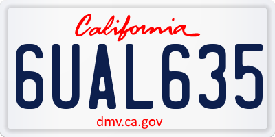 CA license plate 6UAL635