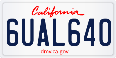 CA license plate 6UAL640