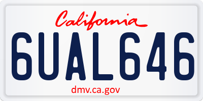 CA license plate 6UAL646