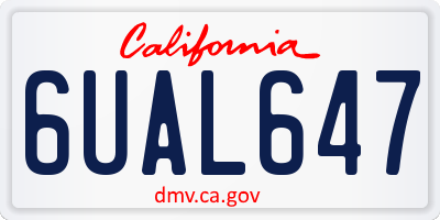 CA license plate 6UAL647