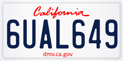 CA license plate 6UAL649