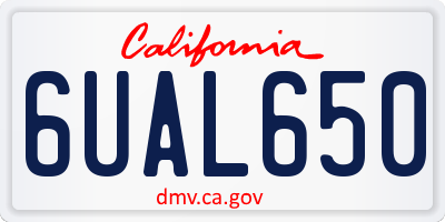 CA license plate 6UAL650