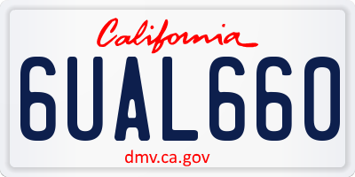 CA license plate 6UAL660