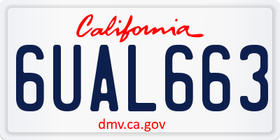 CA license plate 6UAL663