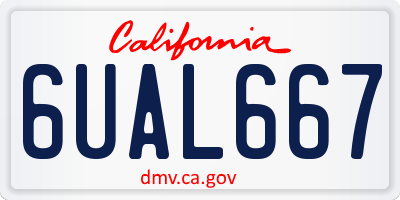 CA license plate 6UAL667