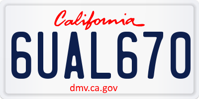 CA license plate 6UAL670