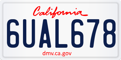 CA license plate 6UAL678
