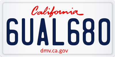 CA license plate 6UAL680