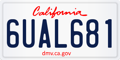 CA license plate 6UAL681
