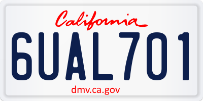 CA license plate 6UAL701