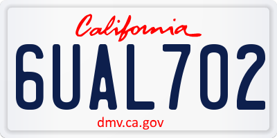 CA license plate 6UAL702