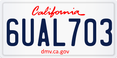 CA license plate 6UAL703