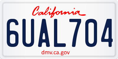 CA license plate 6UAL704