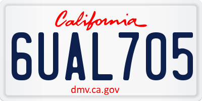 CA license plate 6UAL705