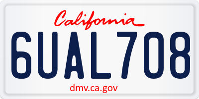 CA license plate 6UAL708