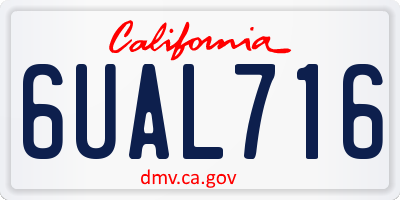CA license plate 6UAL716