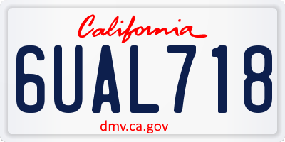 CA license plate 6UAL718