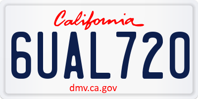 CA license plate 6UAL720