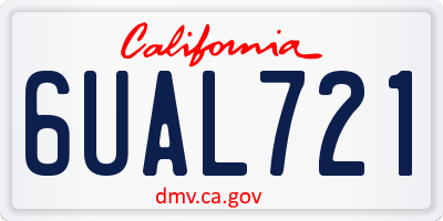 CA license plate 6UAL721