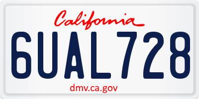 CA license plate 6UAL728
