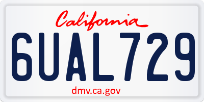 CA license plate 6UAL729