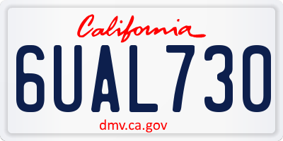 CA license plate 6UAL730