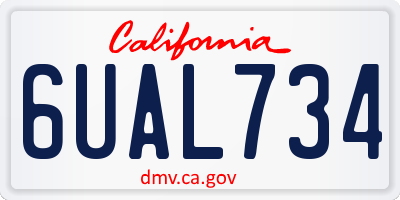 CA license plate 6UAL734