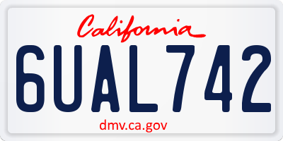CA license plate 6UAL742