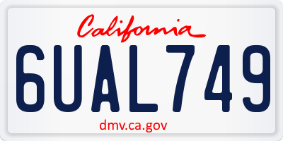 CA license plate 6UAL749