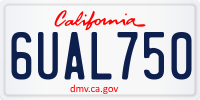 CA license plate 6UAL750