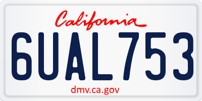 CA license plate 6UAL753