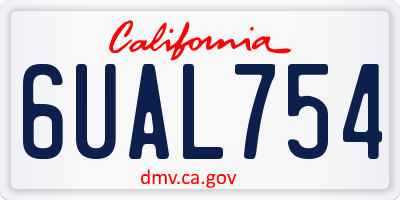 CA license plate 6UAL754