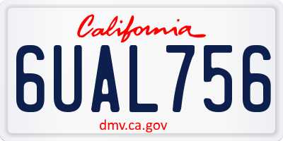 CA license plate 6UAL756