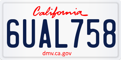 CA license plate 6UAL758