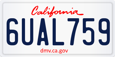 CA license plate 6UAL759