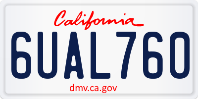 CA license plate 6UAL760